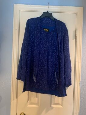 Bob Mackie Royal Blue Patterned silk-rayon.Tunic/Jacket
